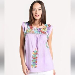 NWT J. Marie embroidered spring blouse